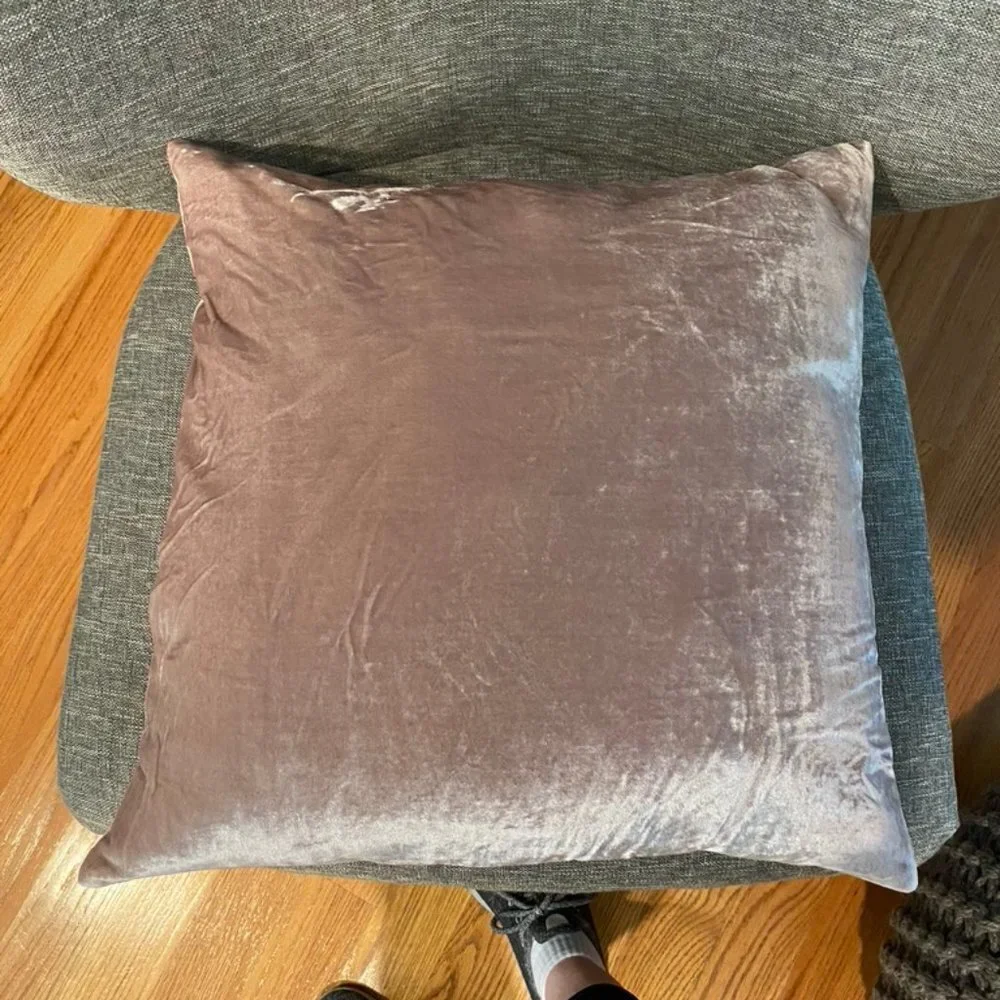 West Elm crushed velvet throw pillow dusty blush